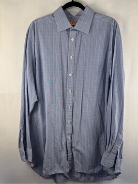 Thomas Pink Blue Check Dress Shirt 17.5 37 Jermyn Street London
